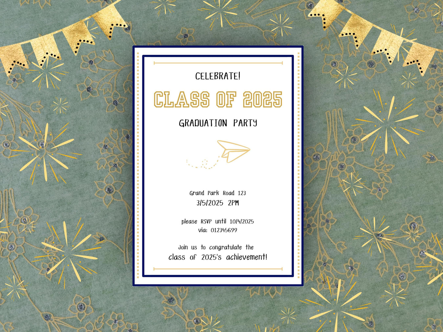 Class of 2025 Graduation Invitation | Editable Modern Design | Instant Download