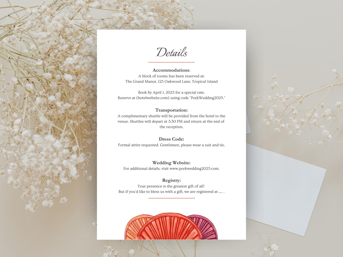 Tropical Mediterranean Beach Wedding Invitation Template Bundle – Ocean-Inspired Floral Design