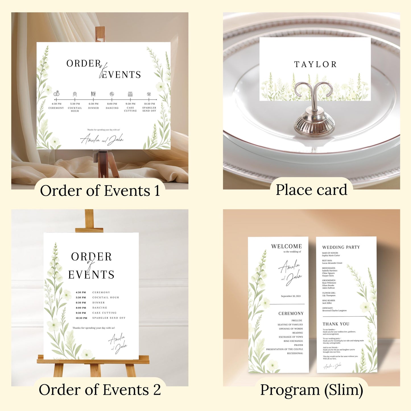 Wildflower Wedding Invitation Template | Printable Chic Floral Bundle | Elegant Design for Weddings | Wildflower Bundle | Iconic Collection