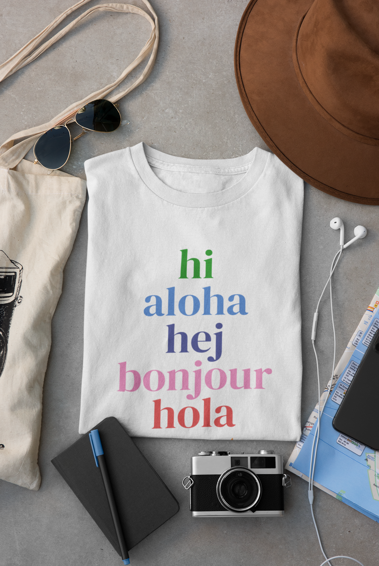 Bonjour, Hola, Ciao Tee – Women's Relaxed Fit | International Greetings Shirt