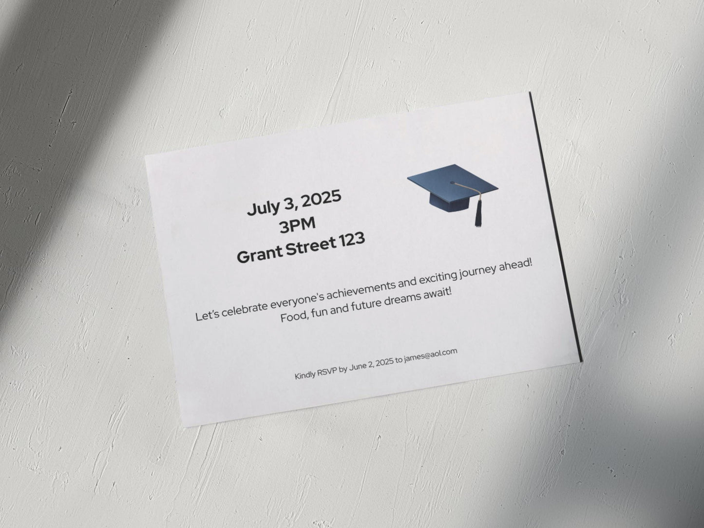 Traditional Graduation Invitation Canva Template  | Classic Design with Graduation Cap  |  Printable Download for Ceremony or Party