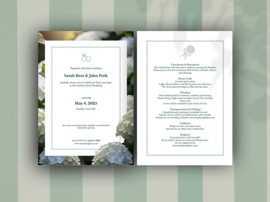 Hydrangea Garden Wedding Invitation Template Bundle | Timeless & Elegant Design