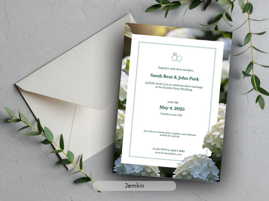 Hydrangea Garden Wedding Invitation Template Bundle | Timeless & Elegant Design