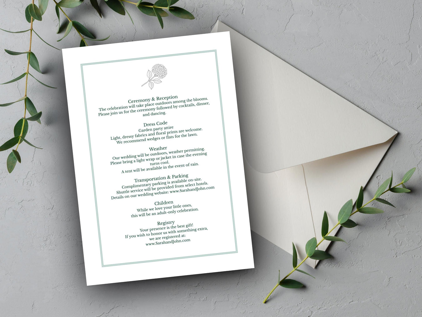 Hydrangea Garden Wedding Invitation Template Bundle | Timeless & Elegant Design
