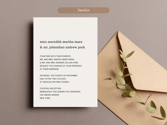 Timeless Elegance | Minimalist Wedding Invitation Template | Instant Digital Download