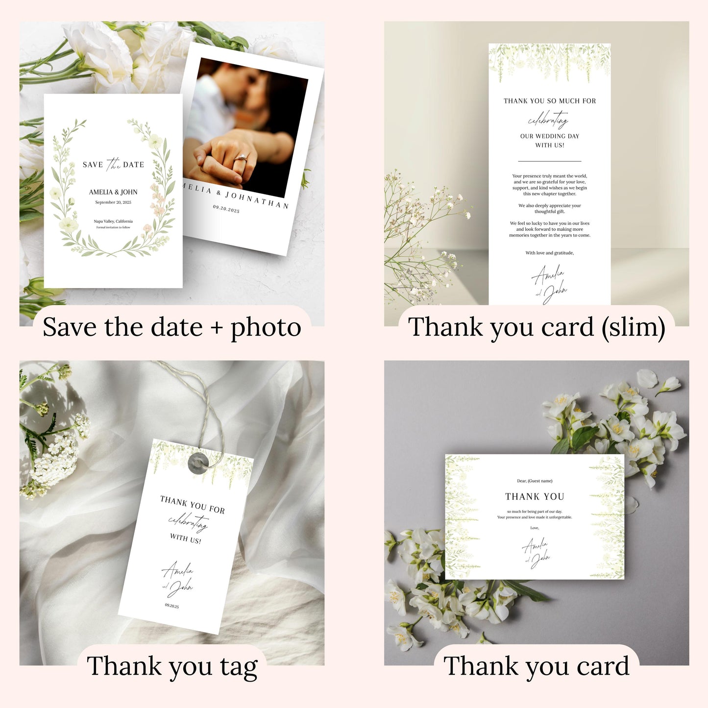 Botanical Wedding Invitation Template | Printable Invitation Bundle | Garden-Inspired Design for Weddings | Romantic Floral Wedding Bundle