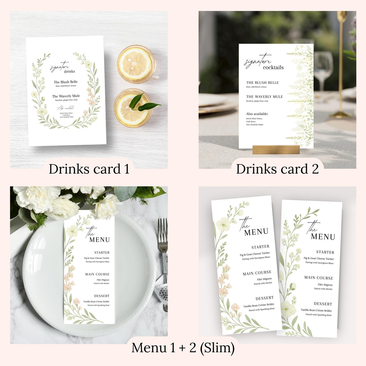 Botanical Wedding Invitation Template | Printable Invitation Bundle | Garden-Inspired Design for Weddings | Romantic Floral Wedding Bundle
