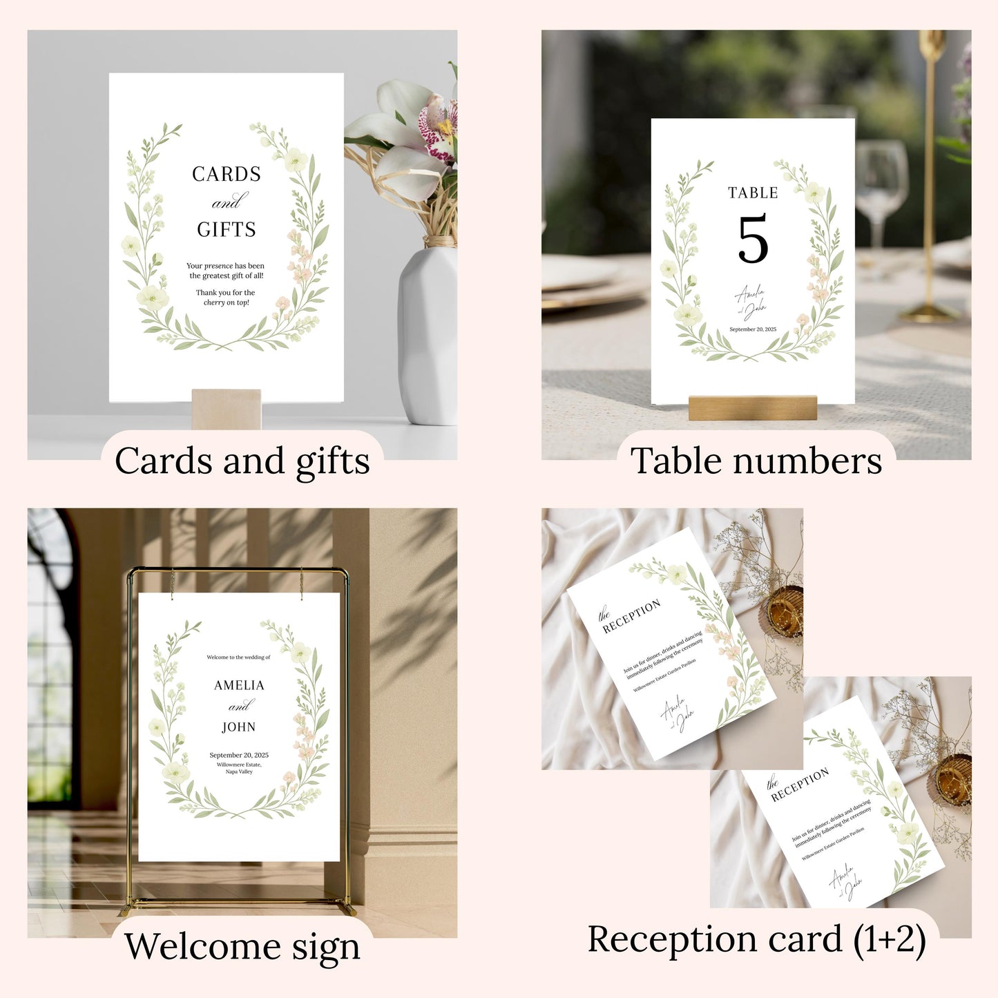 Botanical Wedding Invitation Template | Printable Invitation Bundle | Garden-Inspired Design for Weddings | Romantic Floral Wedding Bundle