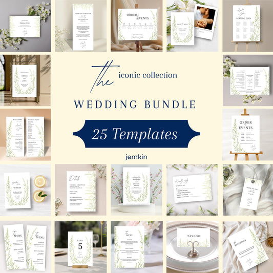Wildflower Wedding Invitation Template | Printable Chic Floral Bundle | Elegant Design for Weddings | Wildflower Bundle | Iconic Collection