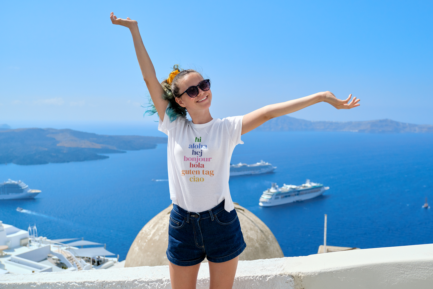 Bonjour, Hola, Ciao Tee – Women's Relaxed Fit | International Greetings Shirt